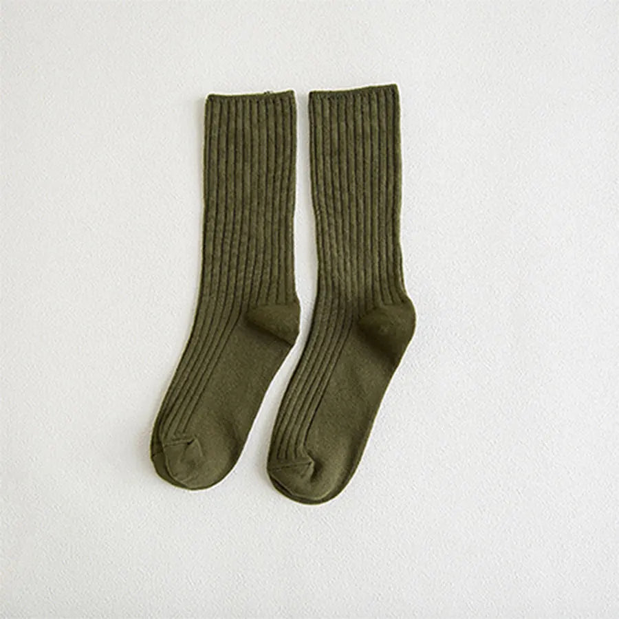 Cotton Women Socks 10 Solid Colors Black Khaki Beige Pink Casual Harajuku Female Crew Sock Spring Summer Autumn Style