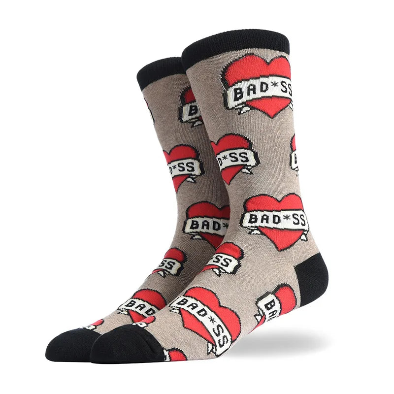 Men'S Socks Funny Big Size Alien Delicious Food Print Colorful Snacks Burger Pizza Happy Harajuku Skate Cotton Sokken