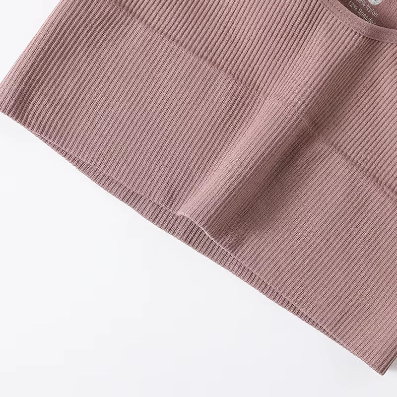 Women Seamless Ribbed Cropped Tank Top High Elastic Sleeveless Top Sexy Lingerie Sports Underwear O-Neck Bra Daily Camisole M-XL