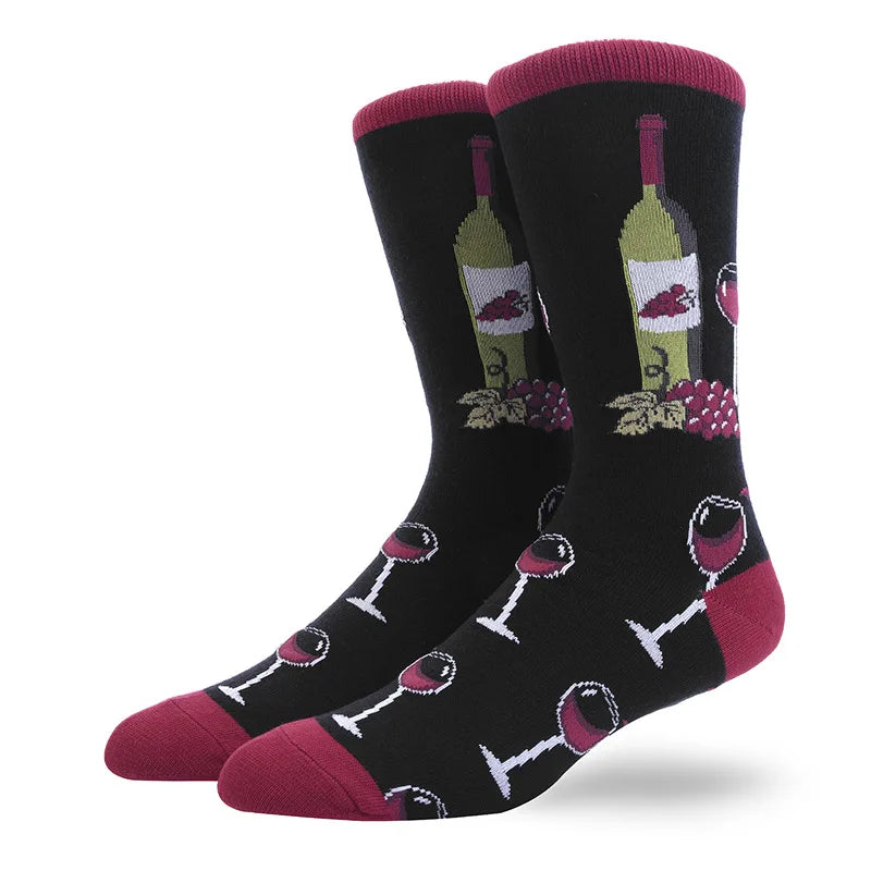 Men'S Socks Funny Big Size Alien Delicious Food Print Colorful Snacks Burger Pizza Happy Harajuku Skate Cotton Sokken