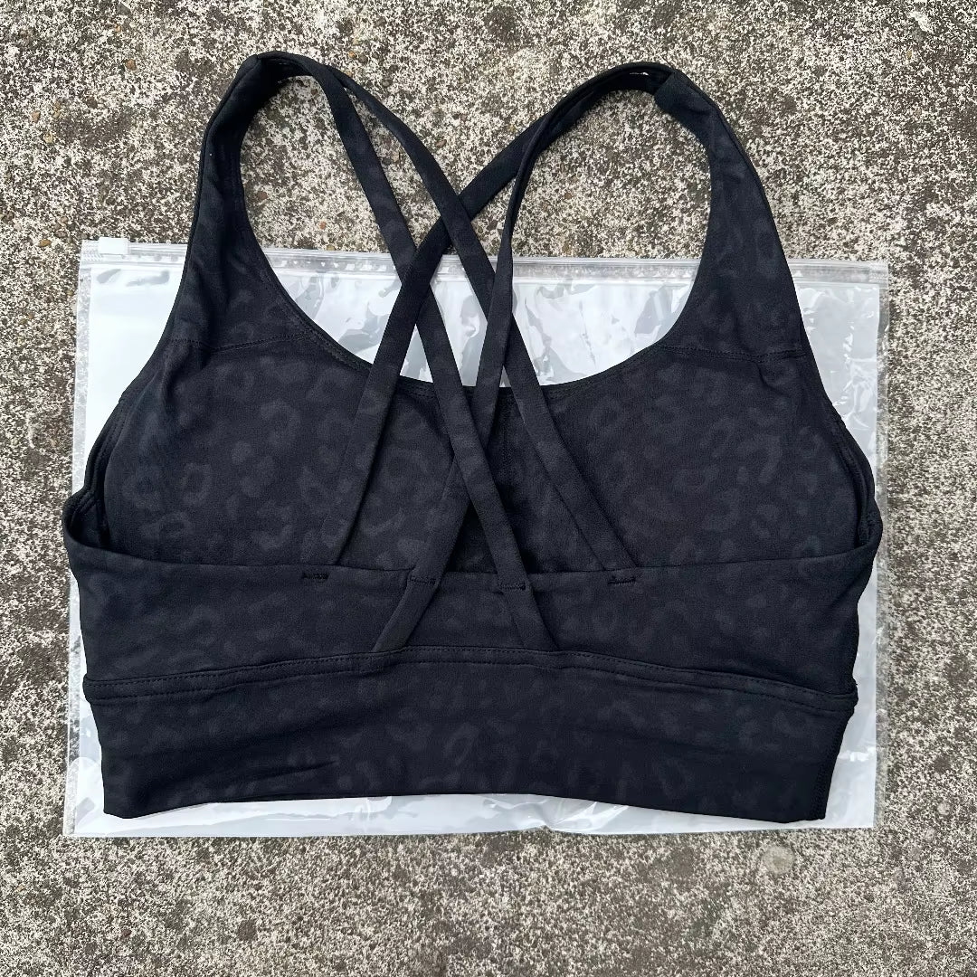 Solid Color Women Cross Back Fitness Sport Bra High Strength Tight Top Comprehensive Training Gym Yoga Underwear with Chest Pad