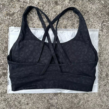 Solid Color Women Cross Back Fitness Sport Bra High Strength Tight Top Comprehensive Training Gym Yoga Underwear with Chest Pad