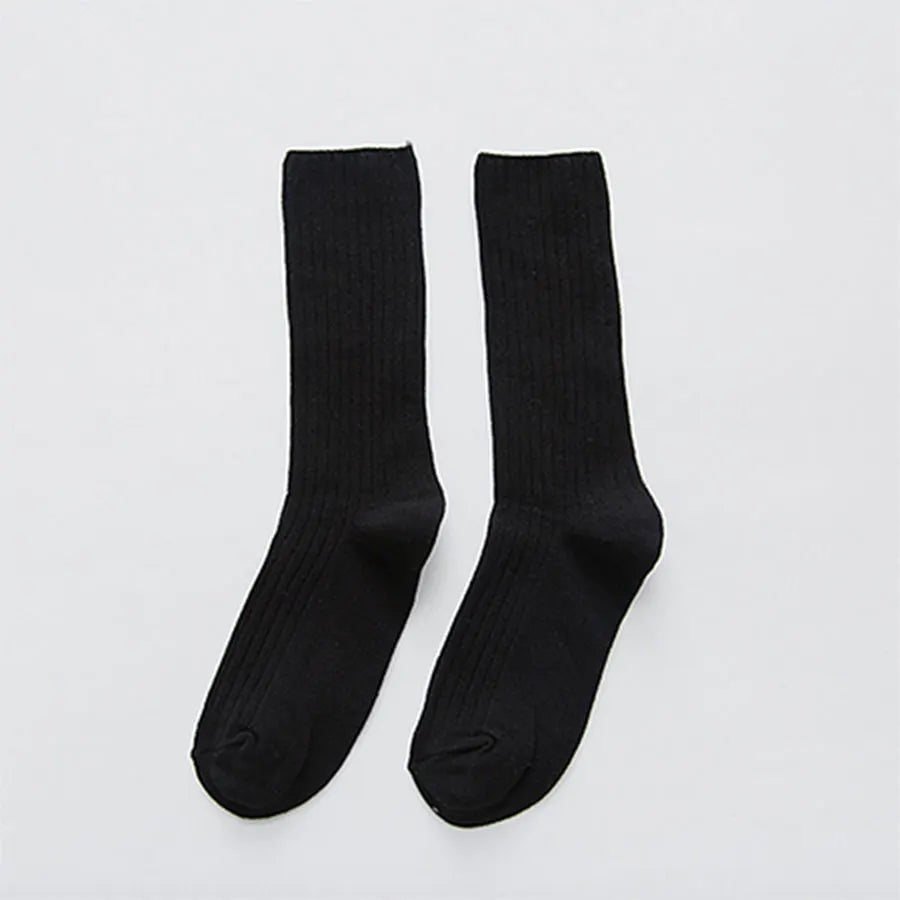 Cotton Women Socks 10 Solid Colors Black Khaki Beige Pink Casual Harajuku Female Crew Sock Spring Summer Autumn Style
