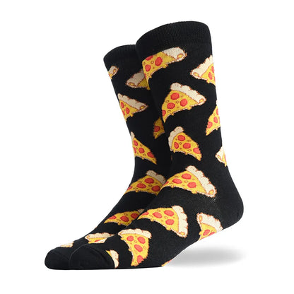 Men'S Socks Funny Big Size Alien Delicious Food Print Colorful Snacks Burger Pizza Happy Harajuku Skate Cotton Sokken