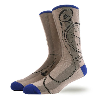 Men'S Socks Funny Big Size Alien Delicious Food Print Colorful Snacks Burger Pizza Happy Harajuku Skate Cotton Sokken