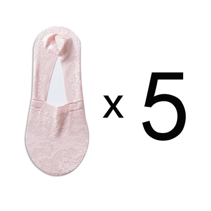 5 Pairs Fashion Women Girls Summer Socks Style Lace Flower Short Sock Antiskid Invisible Ankle Socks New 7 Colors