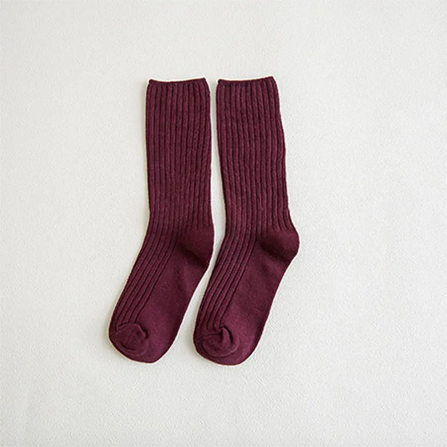 Cotton Women Socks 10 Solid Colors Black Khaki Beige Pink Casual Harajuku Female Crew Sock Spring Summer Autumn Style