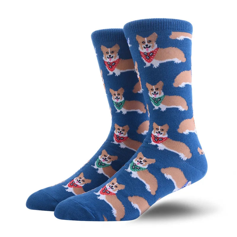 Men'S Socks Funny Big Size Alien Delicious Food Print Colorful Snacks Burger Pizza Happy Harajuku Skate Cotton Sokken