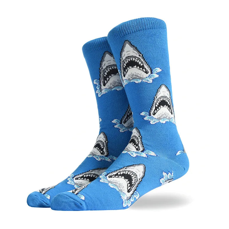 Men'S Socks Funny Big Size Alien Delicious Food Print Colorful Snacks Burger Pizza Happy Harajuku Skate Cotton Sokken