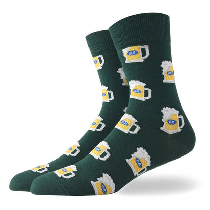 Men'S Socks Funny Big Size Alien Delicious Food Print Colorful Snacks Burger Pizza Happy Harajuku Skate Cotton Sokken