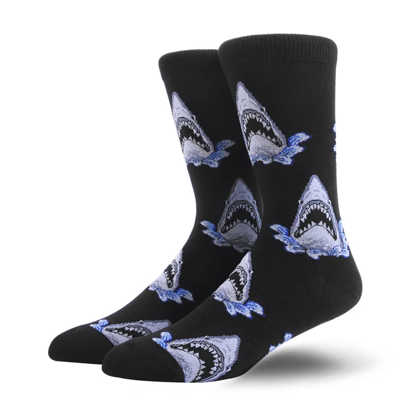 Men'S Socks Funny Big Size Alien Delicious Food Print Colorful Snacks Burger Pizza Happy Harajuku Skate Cotton Sokken