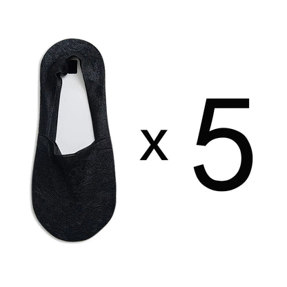 5 Pairs Fashion Women Girls Summer Socks Style Lace Flower Short Sock Antiskid Invisible Ankle Socks New 7 Colors