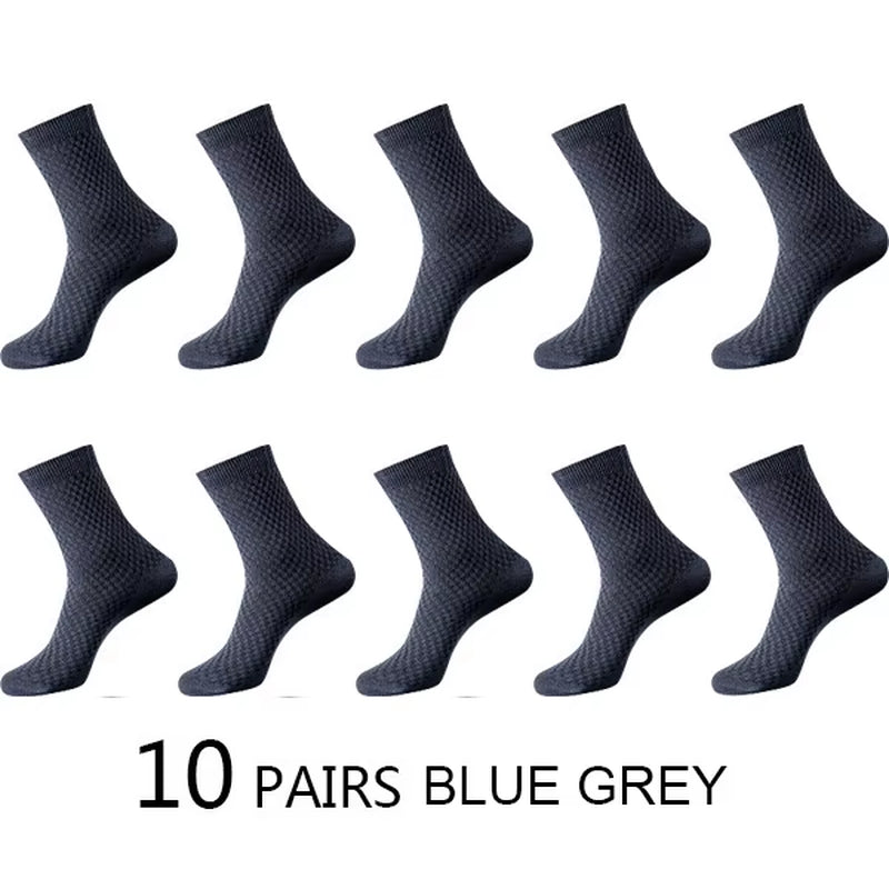 High Quality 10 Pairs/Lot Men Bamboo Fiber Socks Men Breathable Compression Long Socks Business Casual Male Large Size 38-45