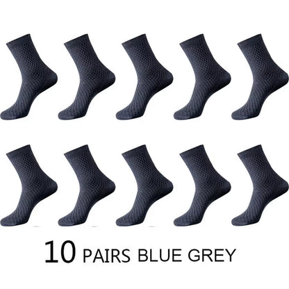 High Quality 10 Pairs/Lot Men Bamboo Fiber Socks Men Breathable Compression Long Socks Business Casual Male Large Size 38-45
