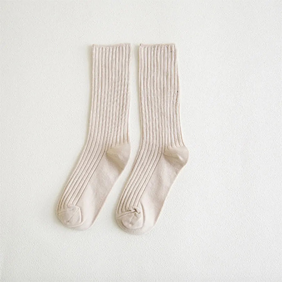 Cotton Women Socks 10 Solid Colors Black Khaki Beige Pink Casual Harajuku Female Crew Sock Spring Summer Autumn Style