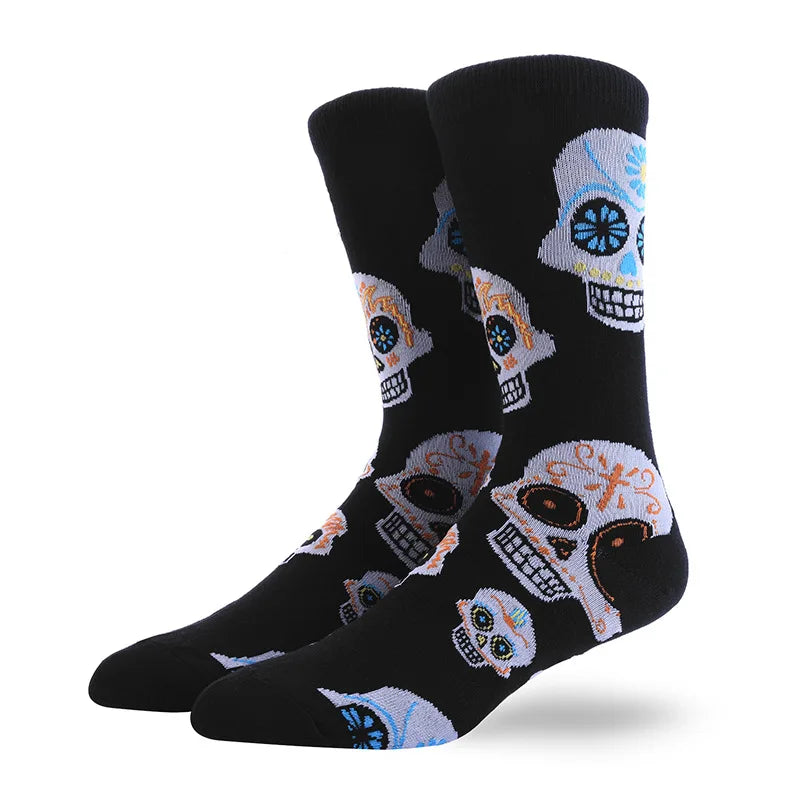Men'S Socks Funny Big Size Alien Delicious Food Print Colorful Snacks Burger Pizza Happy Harajuku Skate Cotton Sokken