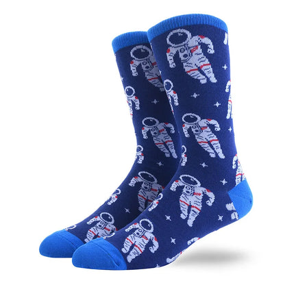 Men'S Socks Funny Big Size Alien Delicious Food Print Colorful Snacks Burger Pizza Happy Harajuku Skate Cotton Sokken