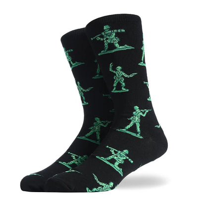 Men'S Socks Funny Big Size Alien Delicious Food Print Colorful Snacks Burger Pizza Happy Harajuku Skate Cotton Sokken