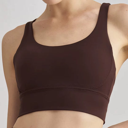 Solid Color Women Cross Back Fitness Sport Bra High Strength Tight Top Comprehensive Training Gym Yoga Underwear with Chest Pad