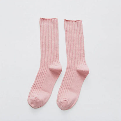 Cotton Women Socks 10 Solid Colors Black Khaki Beige Pink Casual Harajuku Female Crew Sock Spring Summer Autumn Style