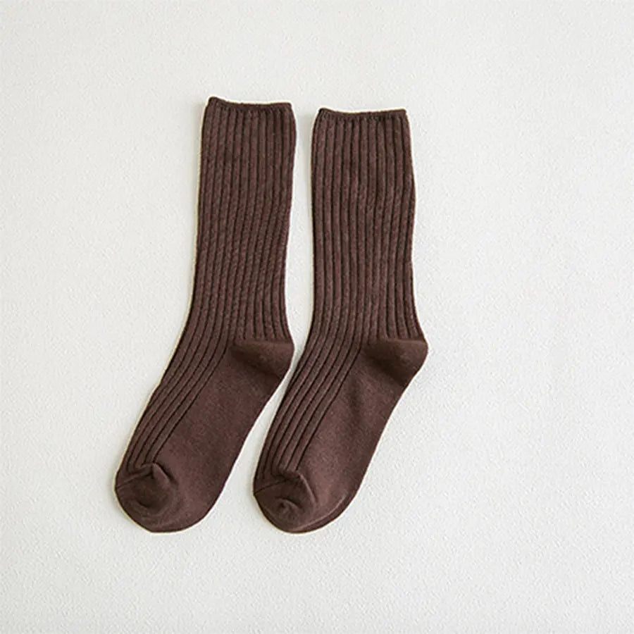 Cotton Women Socks 10 Solid Colors Black Khaki Beige Pink Casual Harajuku Female Crew Sock Spring Summer Autumn Style