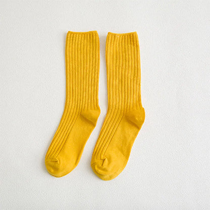 Cotton Women Socks 10 Solid Colors Black Khaki Beige Pink Casual Harajuku Female Crew Sock Spring Summer Autumn Style