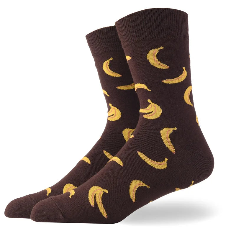 Men'S Socks Funny Big Size Alien Delicious Food Print Colorful Snacks Burger Pizza Happy Harajuku Skate Cotton Sokken
