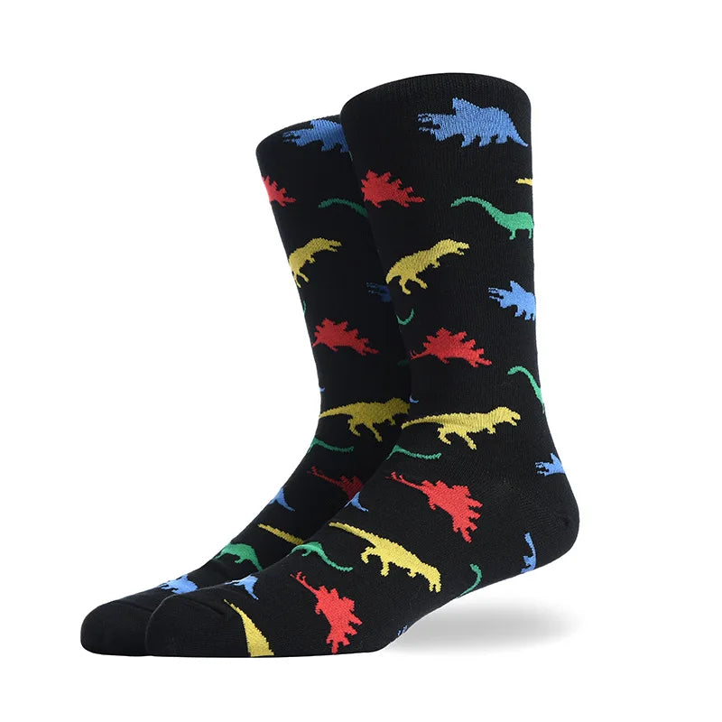Men'S Socks Funny Big Size Alien Delicious Food Print Colorful Snacks Burger Pizza Happy Harajuku Skate Cotton Sokken