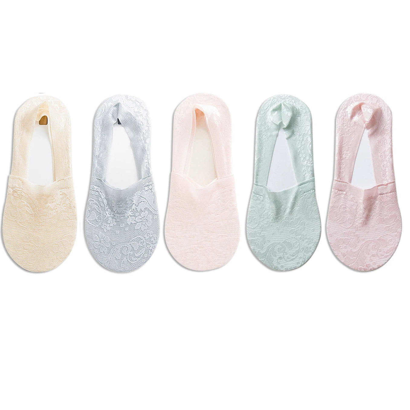 5 Pairs Fashion Women Girls Summer Socks Style Lace Flower Short Sock Antiskid Invisible Ankle Socks New 7 Colors
