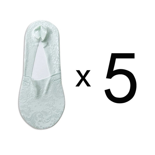 5 Pairs Fashion Women Girls Summer Socks Style Lace Flower Short Sock Antiskid Invisible Ankle Socks New 7 Colors