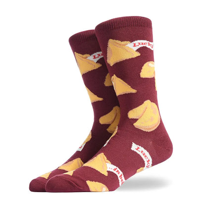 Men'S Socks Funny Big Size Alien Delicious Food Print Colorful Snacks Burger Pizza Happy Harajuku Skate Cotton Sokken