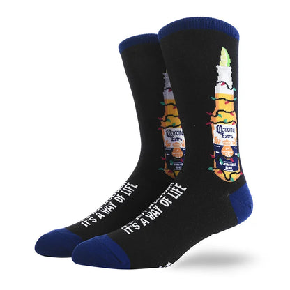 Men'S Socks Funny Big Size Alien Delicious Food Print Colorful Snacks Burger Pizza Happy Harajuku Skate Cotton Sokken