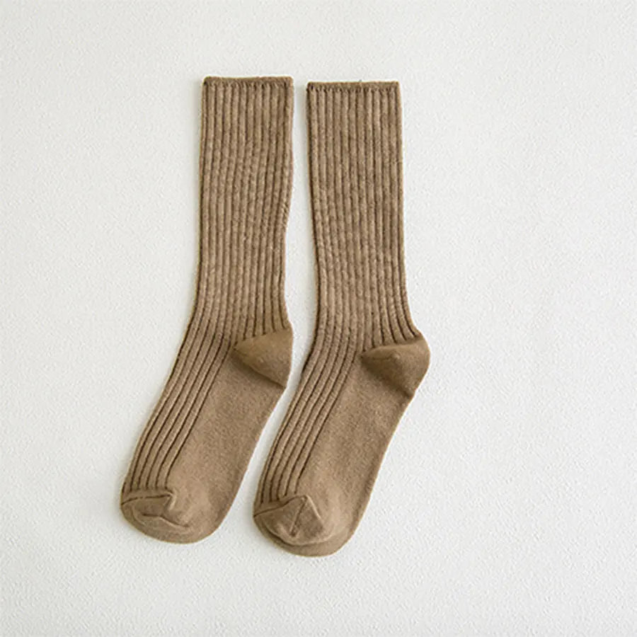 Cotton Women Socks 10 Solid Colors Black Khaki Beige Pink Casual Harajuku Female Crew Sock Spring Summer Autumn Style