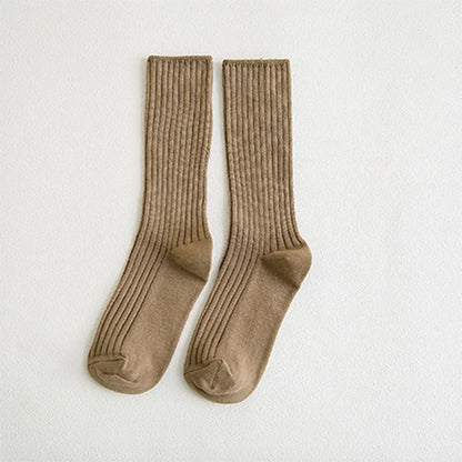 Cotton Women Socks 10 Solid Colors Black Khaki Beige Pink Casual Harajuku Female Crew Sock Spring Summer Autumn Style