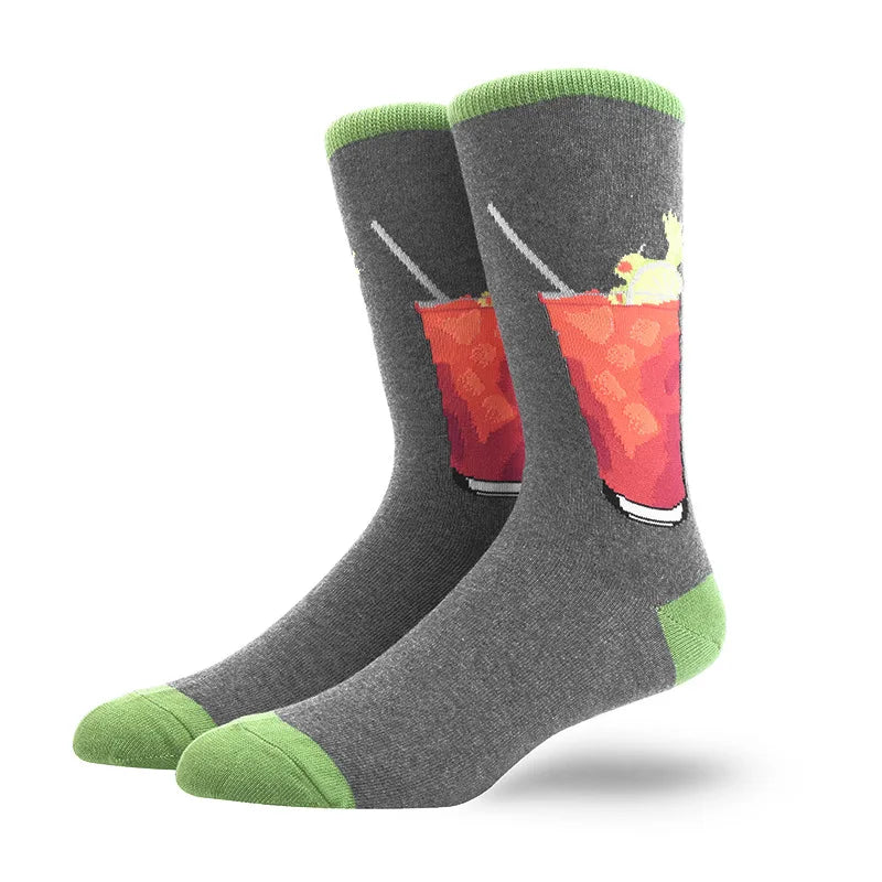 Men'S Socks Funny Big Size Alien Delicious Food Print Colorful Snacks Burger Pizza Happy Harajuku Skate Cotton Sokken
