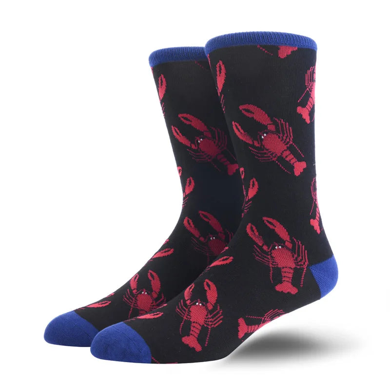 Men'S Socks Funny Big Size Alien Delicious Food Print Colorful Snacks Burger Pizza Happy Harajuku Skate Cotton Sokken