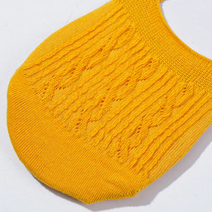 5 Pairs Women Cotton Low Cut Socks Solid Snowflake Softable Summer Silicone Non-Slip Deep Mouth Prevent Heel Loss Slipper Socks